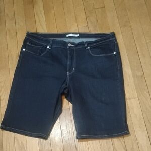 levi's classic bermuda jean shorts 33 womens 16 mid rise stretch denim ln!!